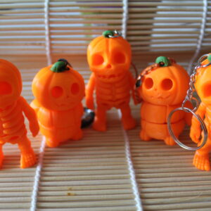 Llavero Esqueleto Calabaza y Bebé Calabaza 6cm | Llavero Halloween Original | Accesorio Cute Spooky | Regalo Temático