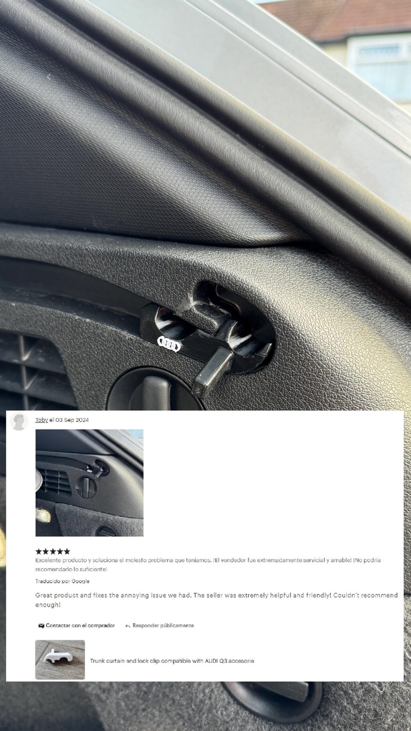 Trunk curtain end lock clip compatible with AUDI Q3 accesorie